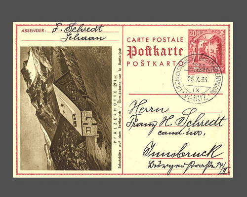 Postkarte: Schlosshof Vaduz