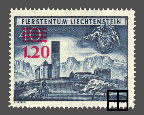 Kirche Bendern / Provisorium mit rotem A