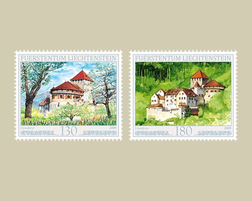 Schloss Vaduz in den vier Jahreszeiten -