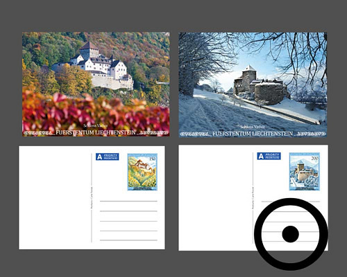Bildpostkarte Schloss Vaduz in den vier