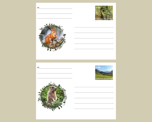 Postkarte: Wildtiere in Liechtenstein