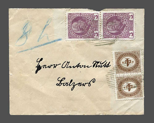 4 Heller 1900 im Paar auf Ortsbrief mit