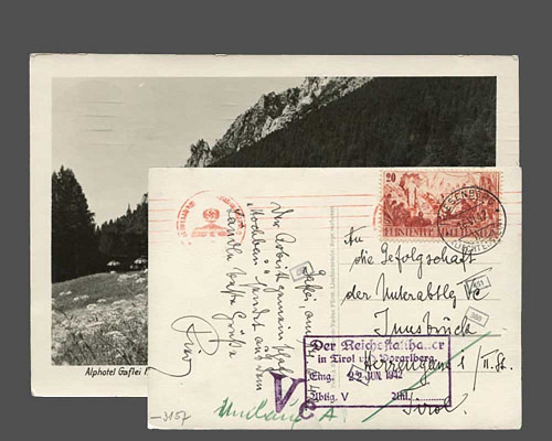 20 Rp. 1942 auf Ansichtskarte von Gaflei