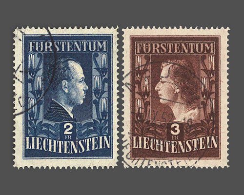 Mi.Nr. 304-305 B, 2+3 Fr. Fürst/Fürstin