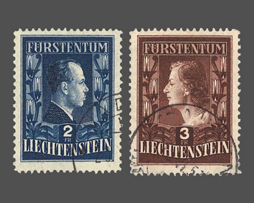 Mi.Nr. 304-305 A, 2+3 Fr. Fürst/Fürstin