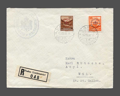 15 Rp. und 25 Rp. roter Aufdruck auf R-R