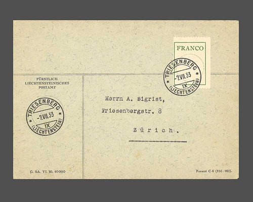 auf Postamts-Brief, gestempelt Schaan 23