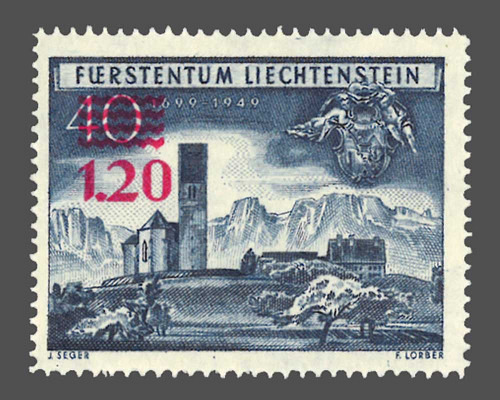 Kirche Bendern / Provisorium mit rotem A