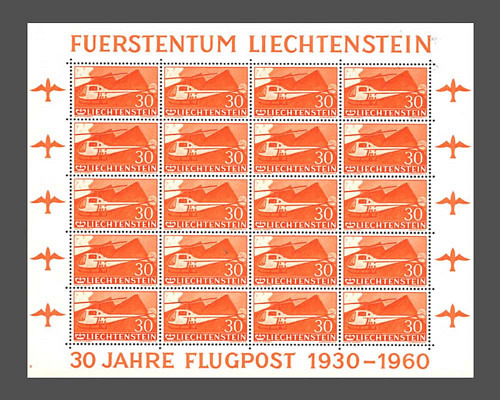30 Jahre Flugpostmarken in Liechtenstein