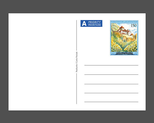 Bildpostkarte Schloss Vaduz in den vier