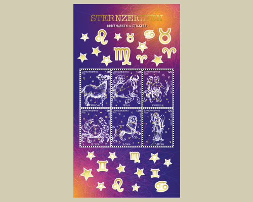 Sternzeichen - Set 2 Bogen mit 12 Stern.