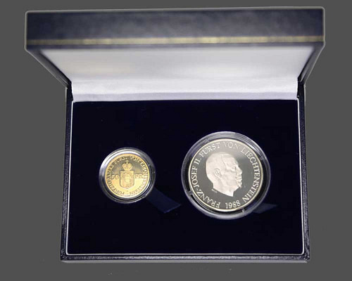 2er Set Gold- und Silbermünze Liechtenst