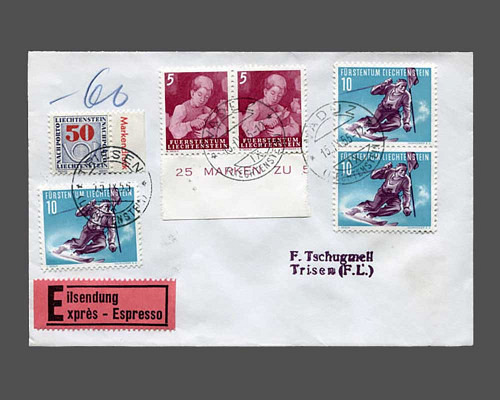 10 Rp. mit Plattenfehler CIECHTENSTEIN i