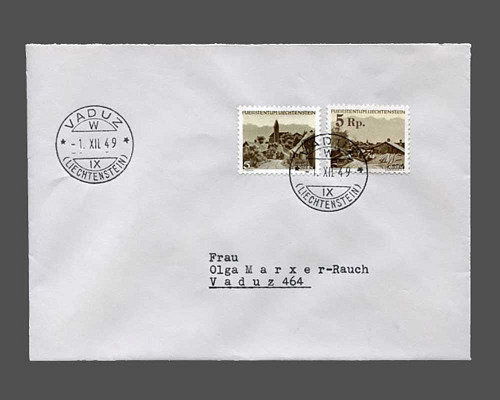 5 Rp. Freimarke Farbänderung 1949 auf Br