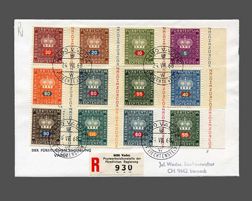 55 + CHF 0.60 weisses Papier 1968 und ko