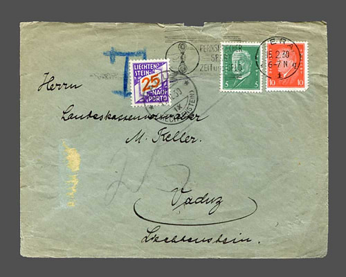 25 Rp. Ausgabe 1928, Stempel Vaduz 17.II